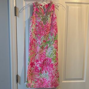 Lilly Pulitzer Pink and Green Floral Maxi Dress